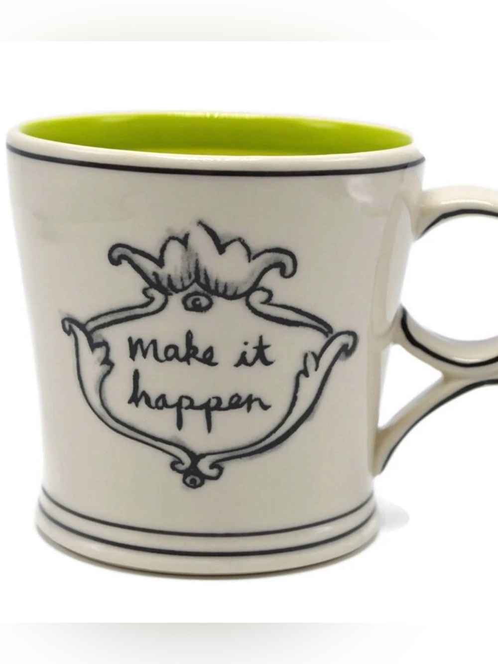 Molly Hatch Anthropologie Make It happen Crown Green Stripe Mug